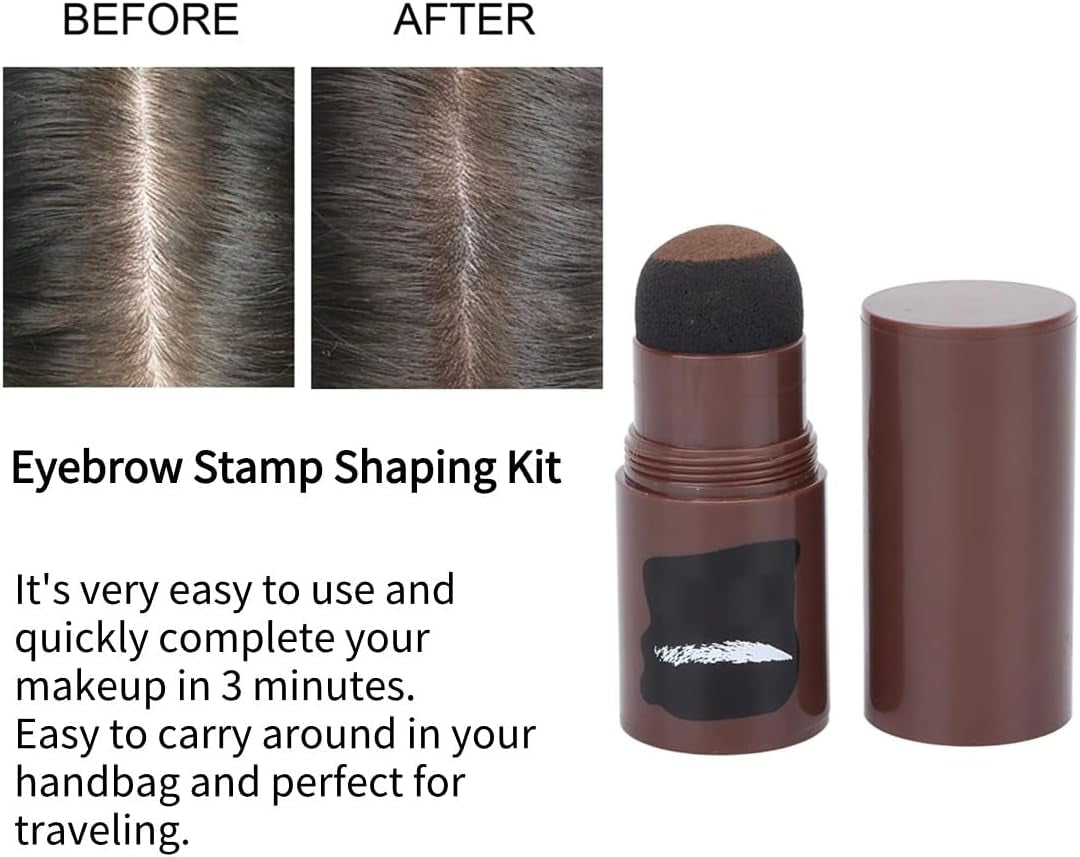 Eyebrow Stamp Shaping Kit, One Step Brow Stamp Long Lasting Eyebrow Stencil Eyebrow Stencils Pen Brushes Covering Hairline Powder Eyebrow Stick with 10 Stencils 2 Brushes Eyebrow Makeup(Medium Brown)
