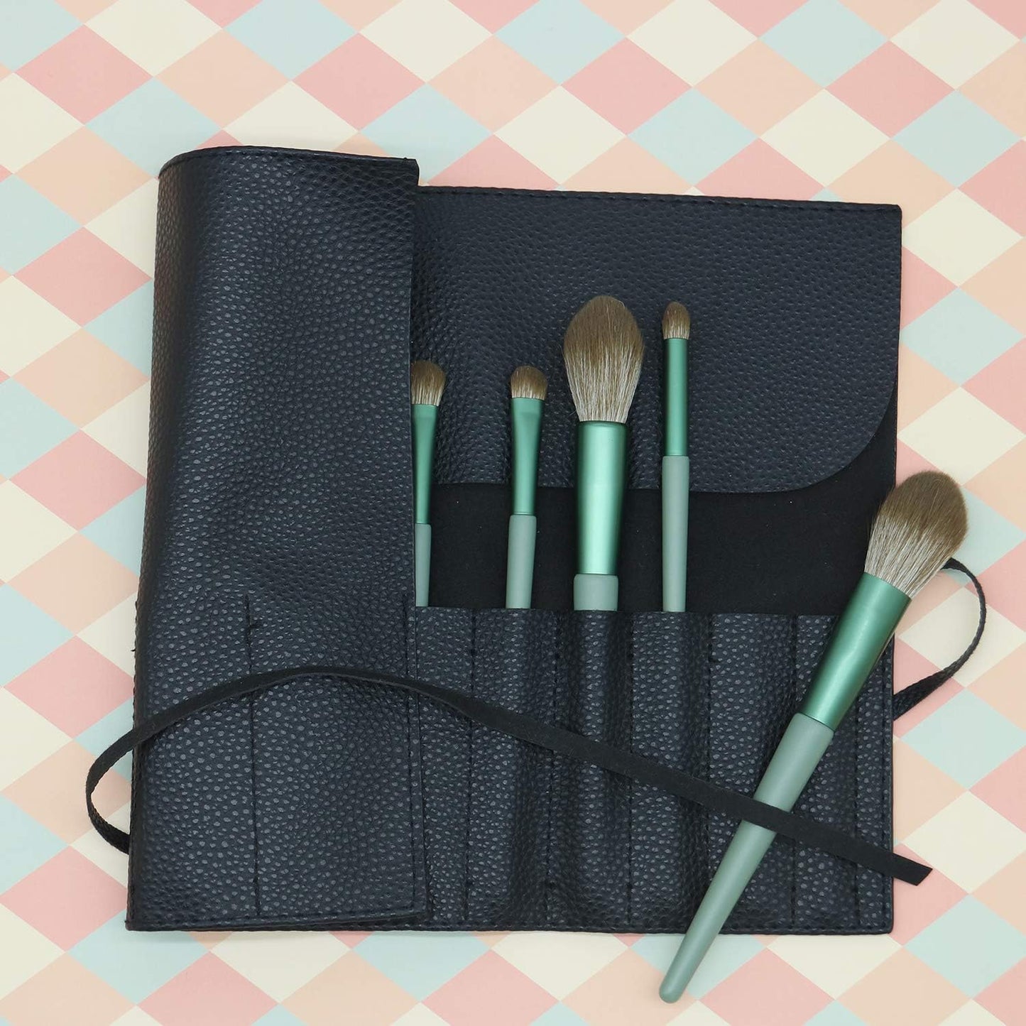 Makeup Brush Case Travel, Makeup Brush Case Roll Up,Brush Holder Makeup,Holder Organizer Brushes Pouch Cosmetic Bag for Travel,Rolling Bag Storage Case PU Leather, Black
