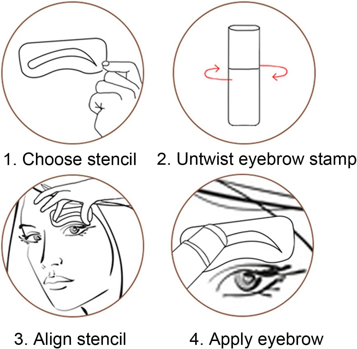 Eyebrow Stamp Shaping Kit, One Step Brow Stamp Long Lasting Eyebrow Stencil Eyebrow Stencils Pen Brushes Covering Hairline Powder Eyebrow Stick with 10 Stencils 2 Brushes Eyebrow Makeup(Medium Brown)