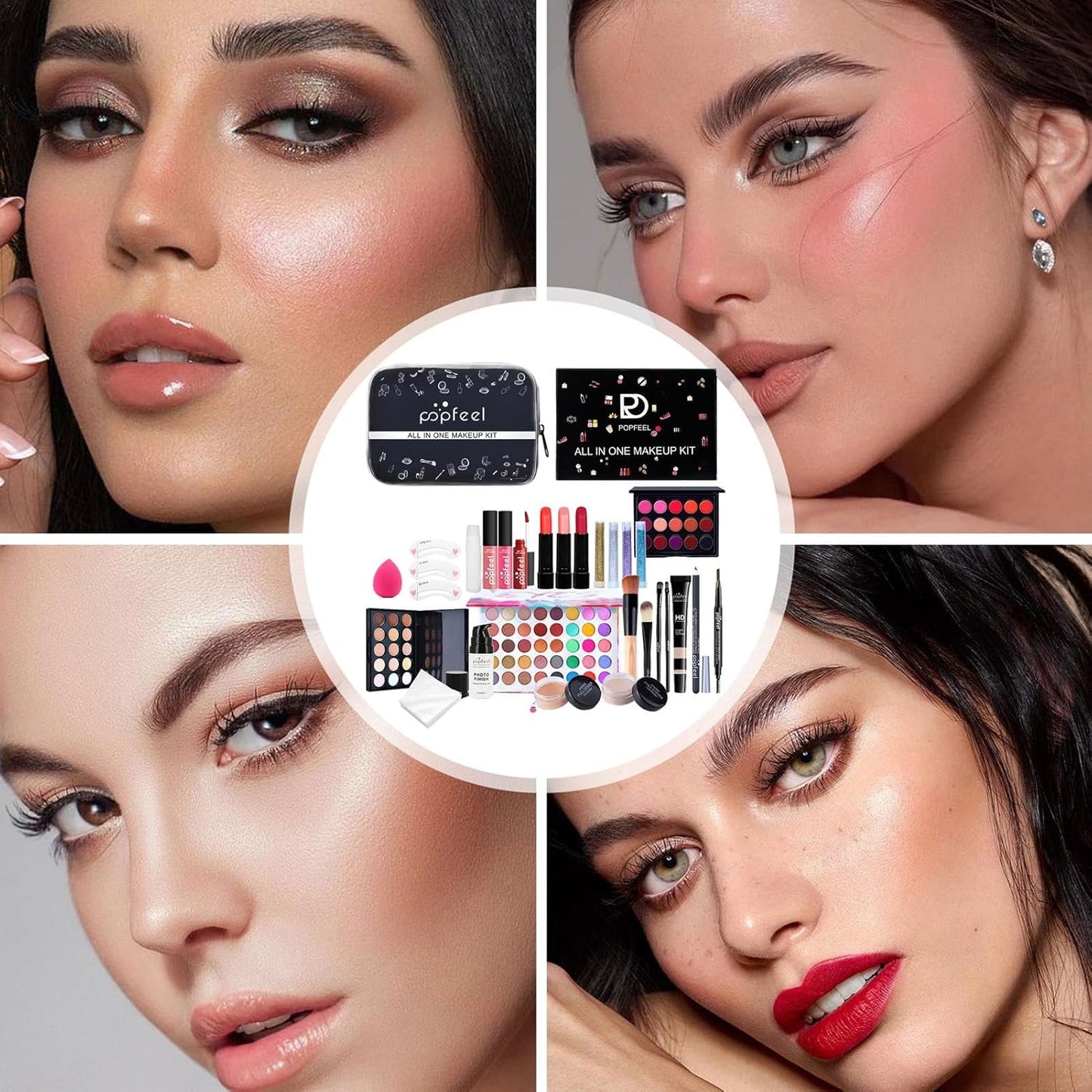 Full Face Makeup Set | 27 /Set Travel Make-Up Palette,Professional Makeup Bundle Makeup Kits, Full Kit Makeup Sets Travel Portable Makeup Kit for Women