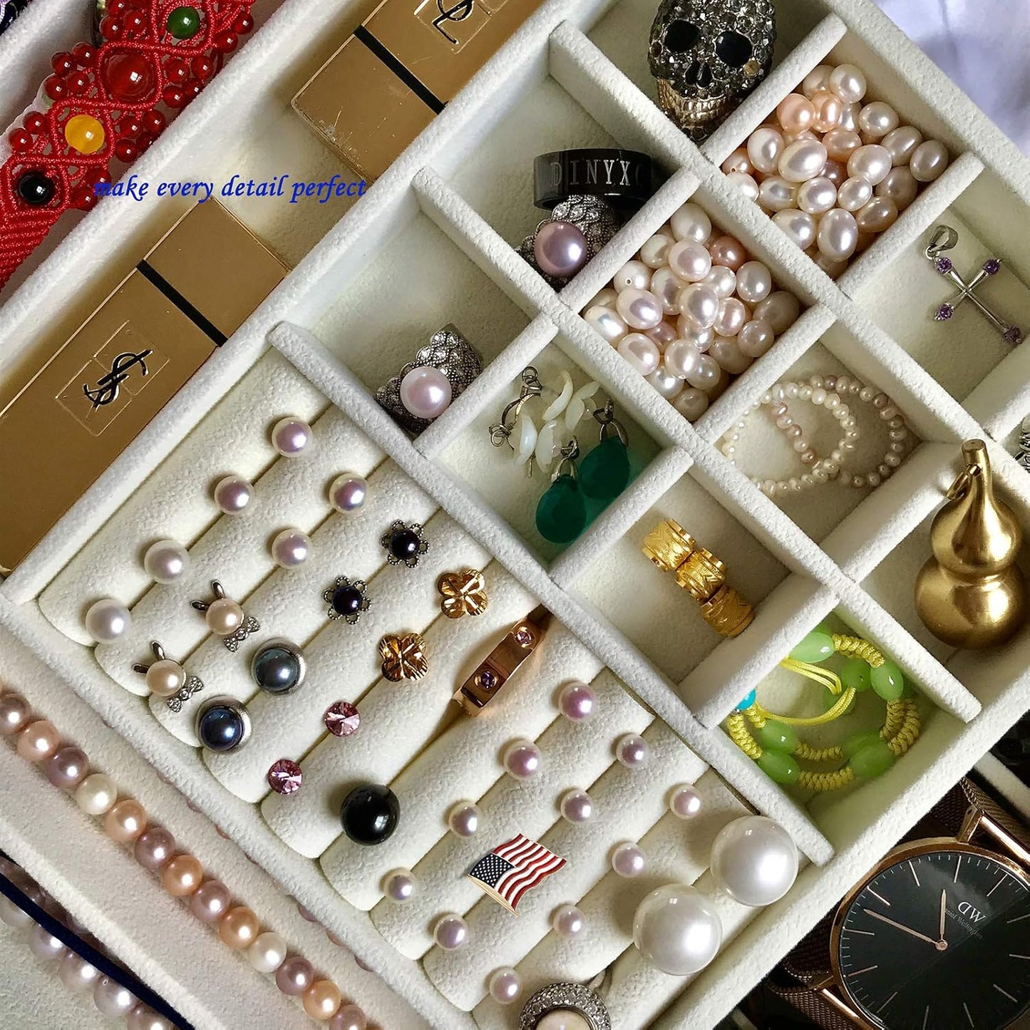 Jewelry Boxes for Women, Women'S Jewelry Boxes Organizer for Mother'S Day Gift, Two Layers Womens Black Leather Jewelry Box with Lock and Key (Green)
