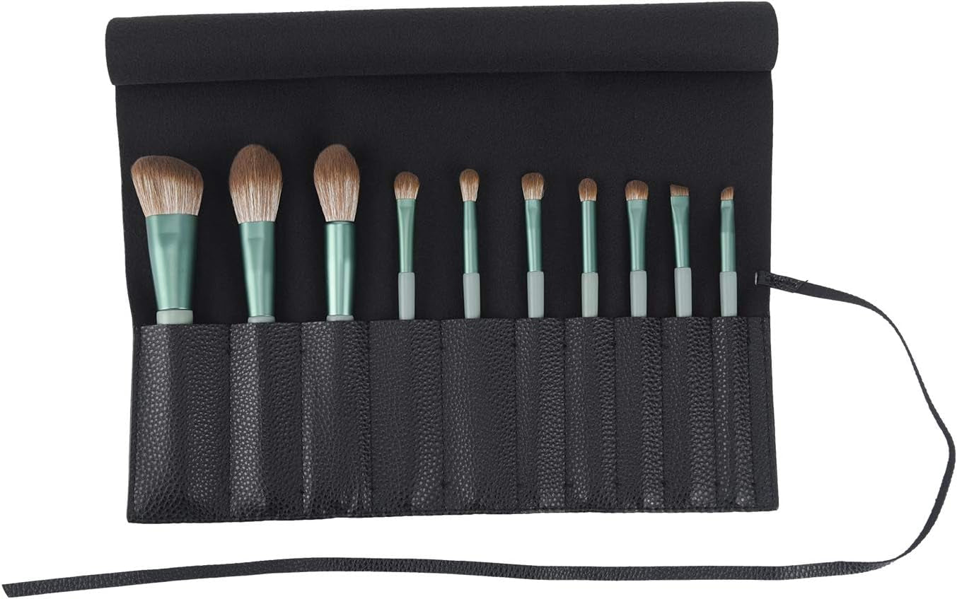 Makeup Brush Case Travel, Makeup Brush Case Roll Up,Brush Holder Makeup,Holder Organizer Brushes Pouch Cosmetic Bag for Travel,Rolling Bag Storage Case PU Leather, Black