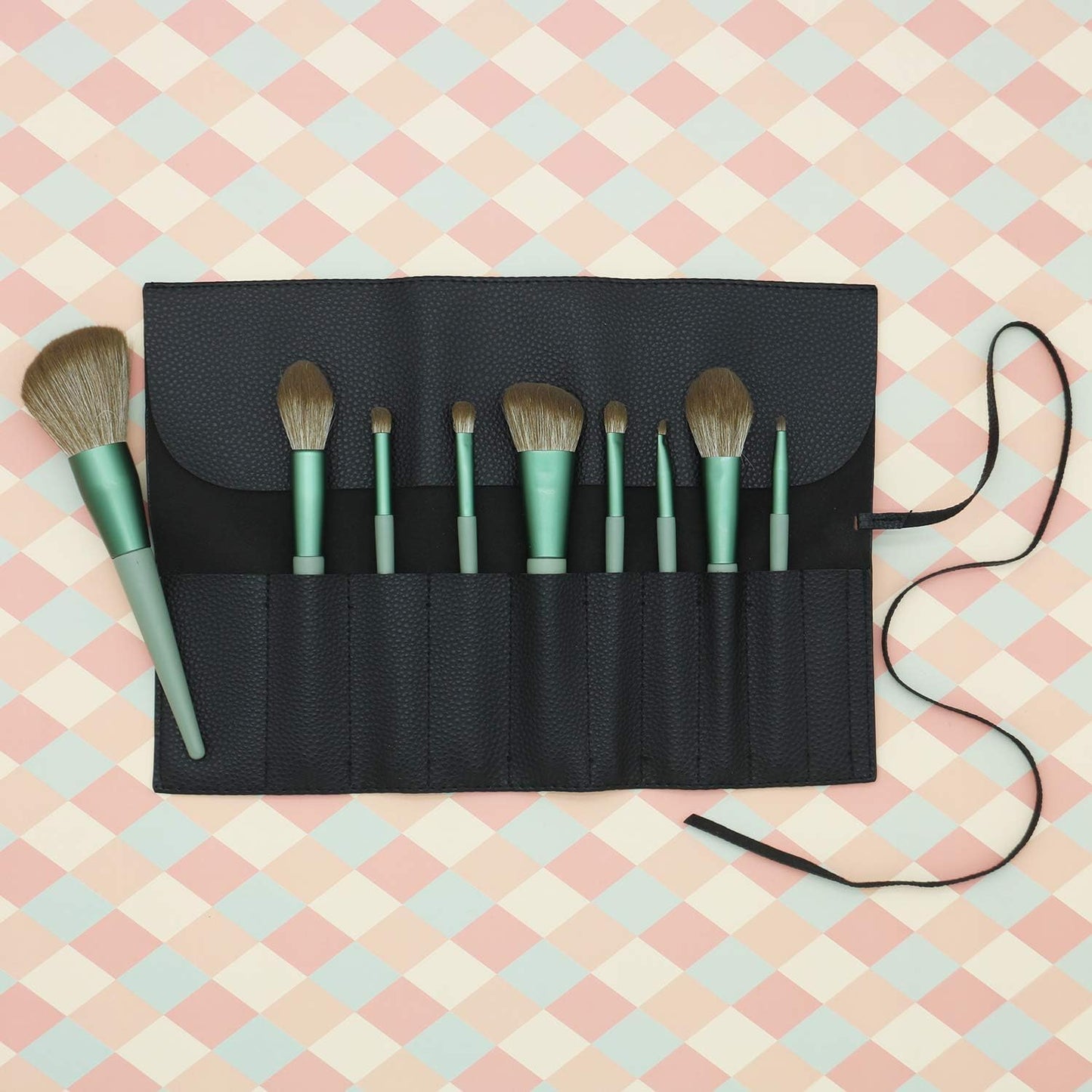 Makeup Brush Case Travel, Makeup Brush Case Roll Up,Brush Holder Makeup,Holder Organizer Brushes Pouch Cosmetic Bag for Travel,Rolling Bag Storage Case PU Leather, Black