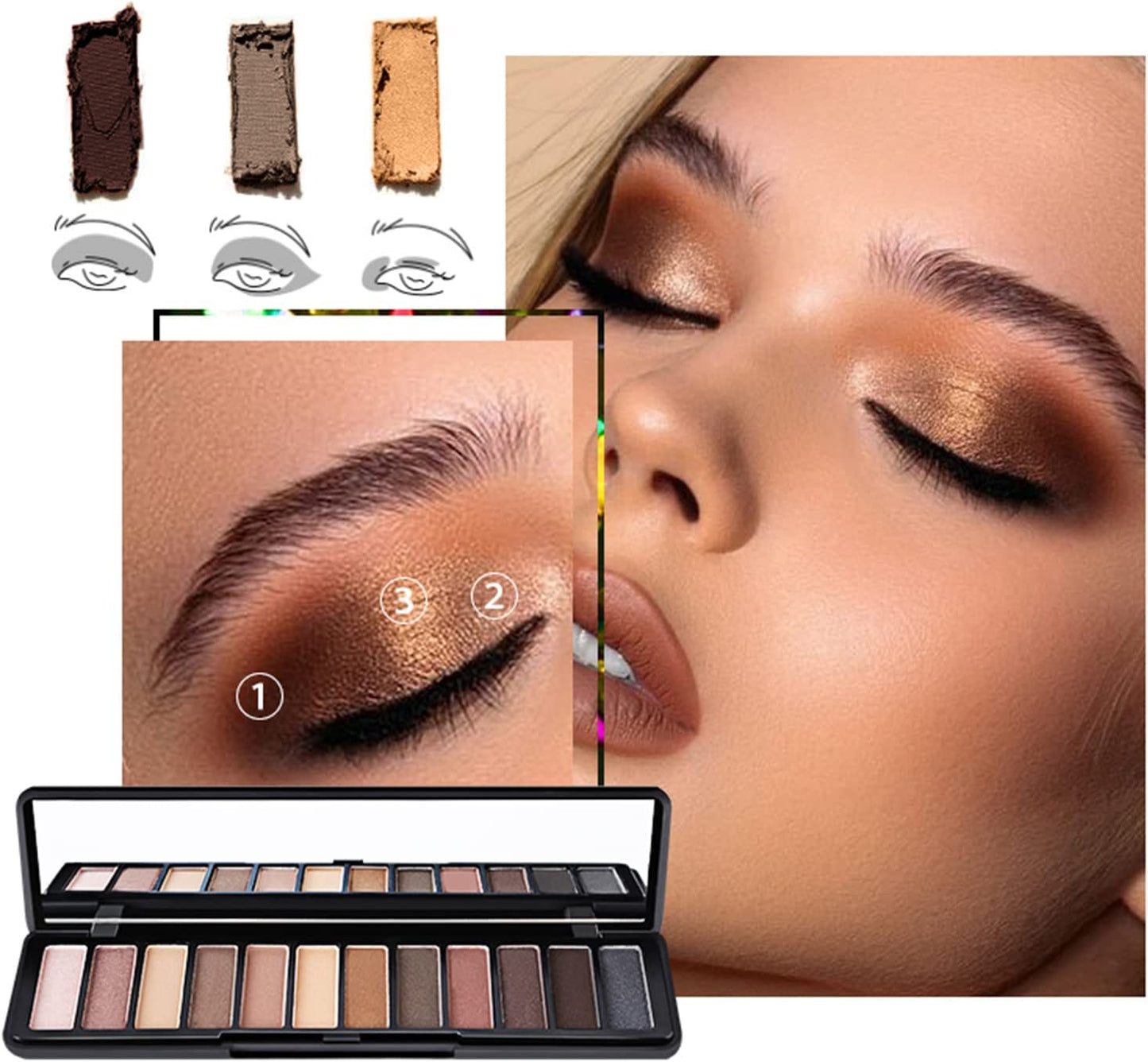 Makeup Kit for Women, Nude Eyeshadow Palette, Waterproof Black Eyeliner & Mascara, Makeup Tool Set, Lipstick, Premium Synthetic Foundation Powder, Concealer Makeup for Medium to Dark Skin #107