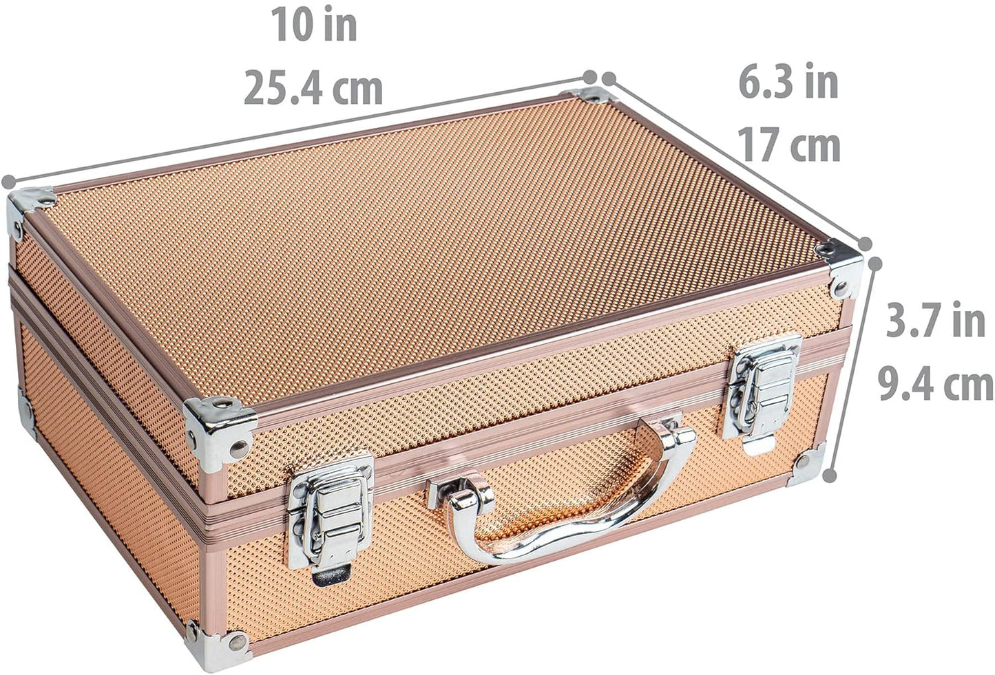 Carry All Makeup Train Case with Pro Makeup Set, Makeup Brushes, Lipsticks, Eye Shadows, Blushes, Powders, and More - Reusable Makeup Storage Organizer - Premium Gift Packaging - Rose Gold