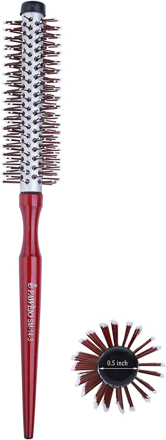 Small round Brush for Blow Drying Short Hair 1.3 Inch Mini Roller Hair Brush with Nylon Bristles for Volume Styling Curling & Curly Wavy Thick or Thin Hair on Men & Women