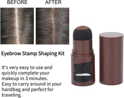 Eyebrow Stamp Shaping Kit, One Step Brow Stamp Long Lasting Eyebrow Stencil Eyebrow Stencils Pen Brushes Covering Hairline Powder Eyebrow Stick with 10 Stencils 2 Brushes Eyebrow Makeup(Medium Brown)