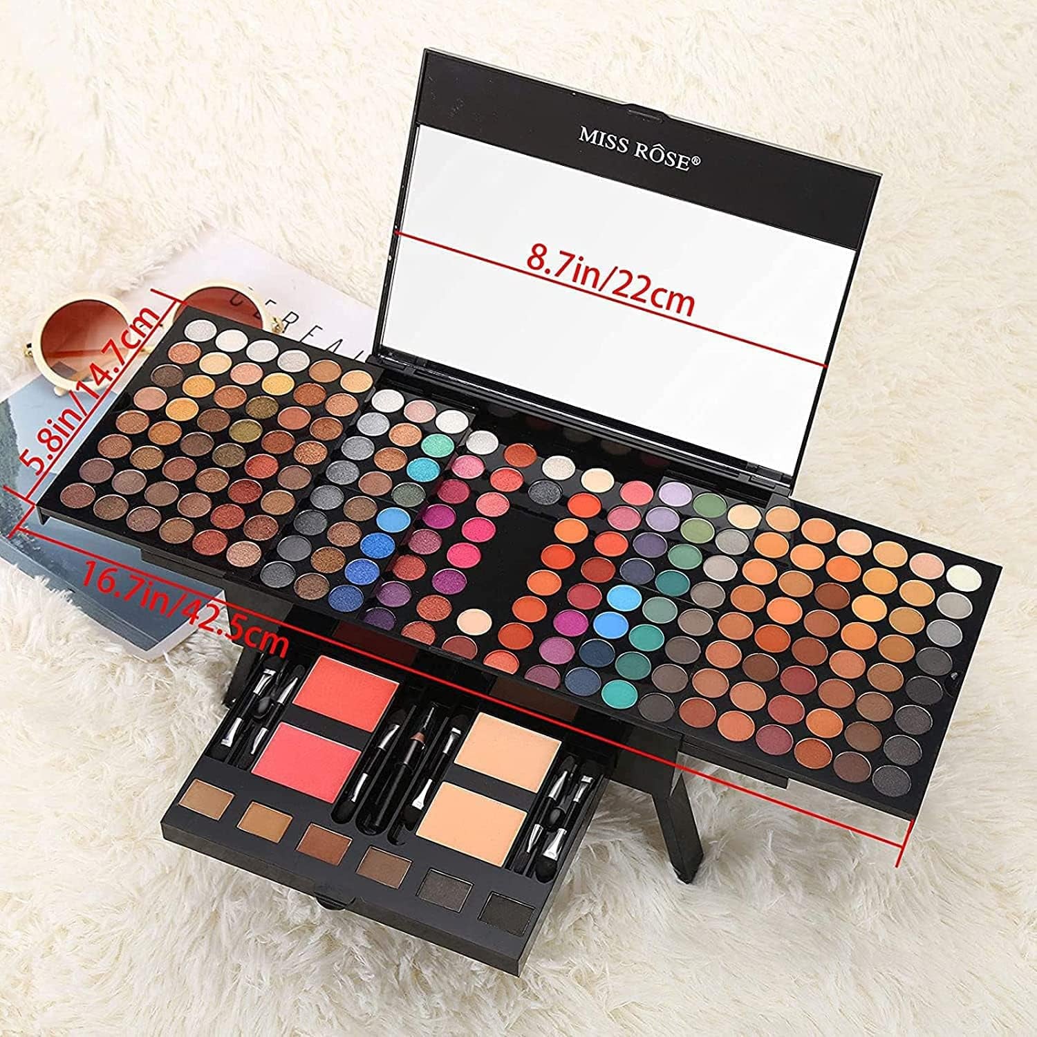 190 Colors Makeup Pallet,Professional Makeup Kit for Women Full Kit,All in One Makeup Sets for Women&Beginner,Include Eyeshadow,Lipstick,Compact Powder,Eyeliner,Glitter Powder,Concealer,Makeup Brush（004-Black）