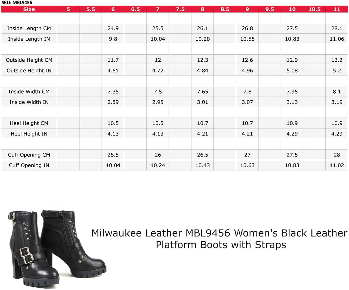 MBL9456 Women'S Premium Black Leather Fashion Platform Boots with Straps - 10