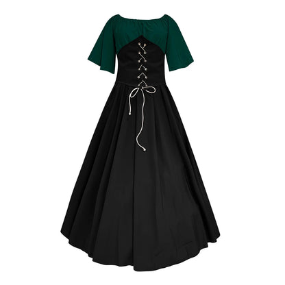 Womens Renaissance Faire Dresses Medieval Irish Traditional plus Size Dresses Ruffle over Dress Corset Retro Cosplay Gown