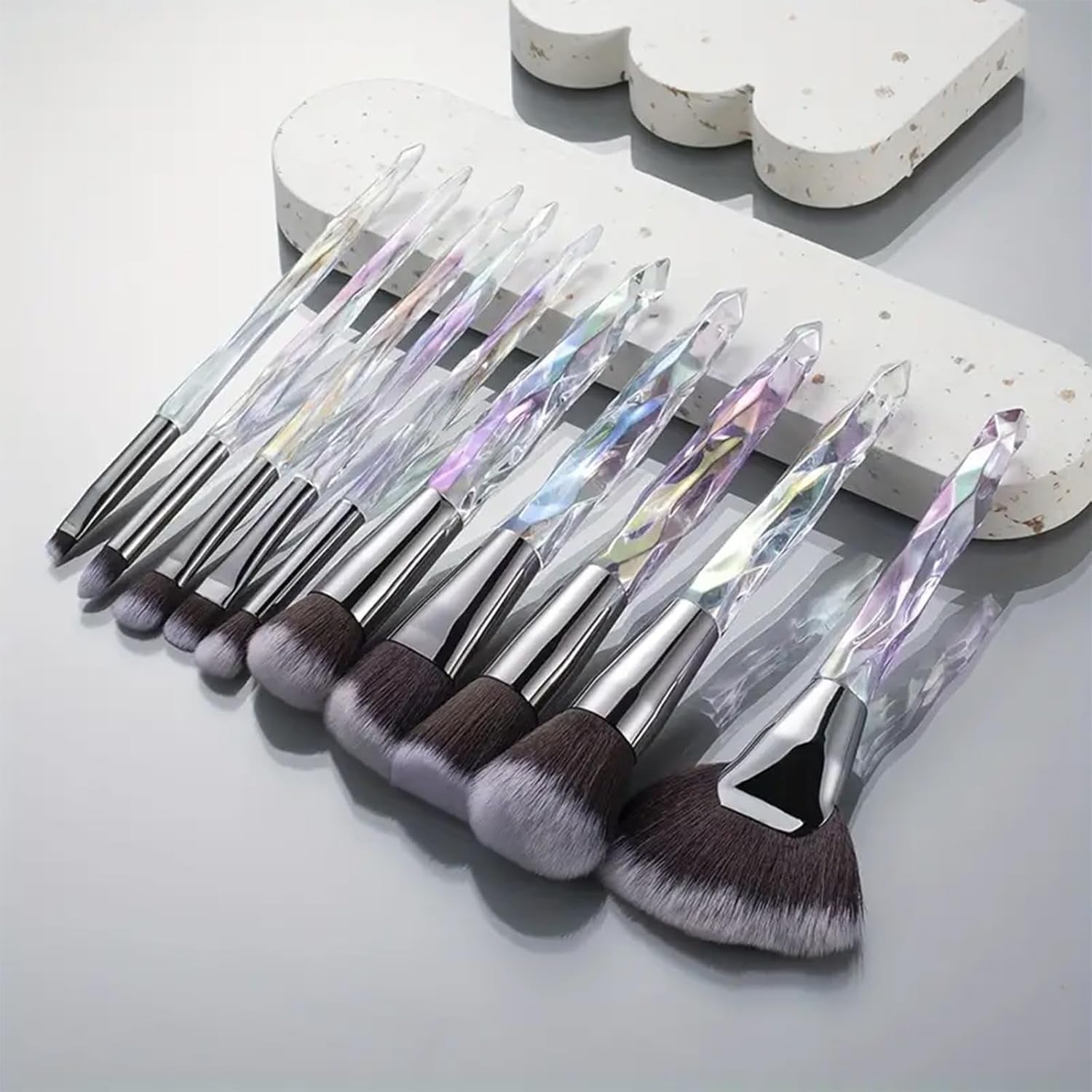 Crystal Makeup Brush Set, 10PCS Sparkling Makeup Brushes Premium Synthetic Bristles Foundation Blush Concealer Eyeshadow Make up Brush for Women Girls