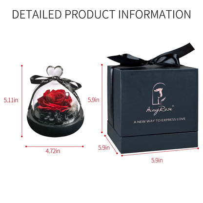 Gift for Women Forever Preserved Real Rose in Glass Dome Gift for Valentine'S Day Mother'S Day Christmas Anniversary Birthday