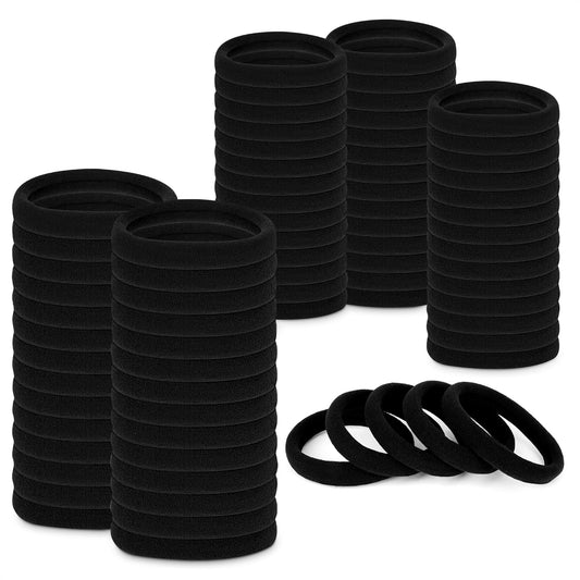 100 Pcs Soft Black Hair Ties Bulk – 1.9" Seamless Cotton Ponytail Holders, Small Black Elastic Hair Ties No Damage, Breathable & Gentle to Wear – Elasticity & Strength, Reliable & Strong Hold