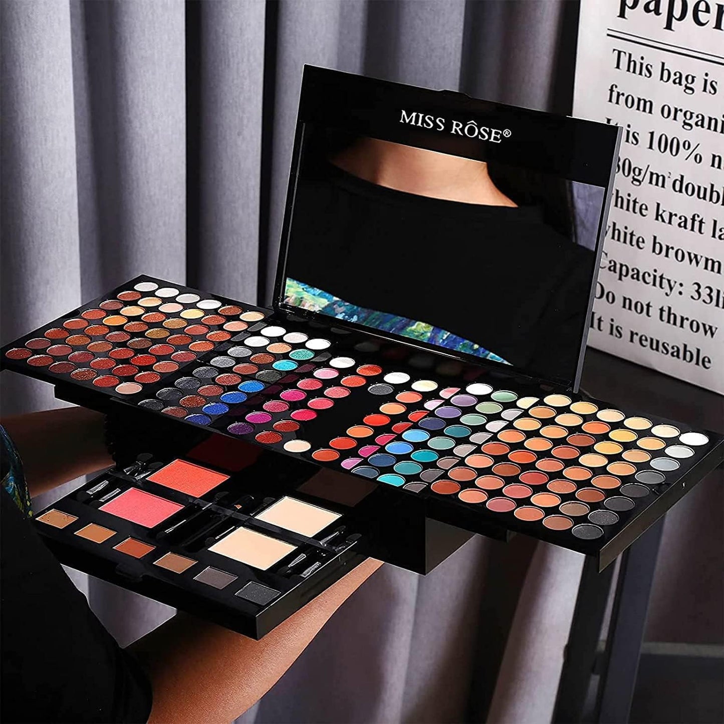 190 Colors Makeup Pallet,Professional Makeup Kit for Women Full Kit,All in One Makeup Sets for Women&Beginner,Include Eyeshadow,Lipstick,Compact Powder,Eyeliner,Glitter Powder,Concealer,Makeup Brush（004-Black）
