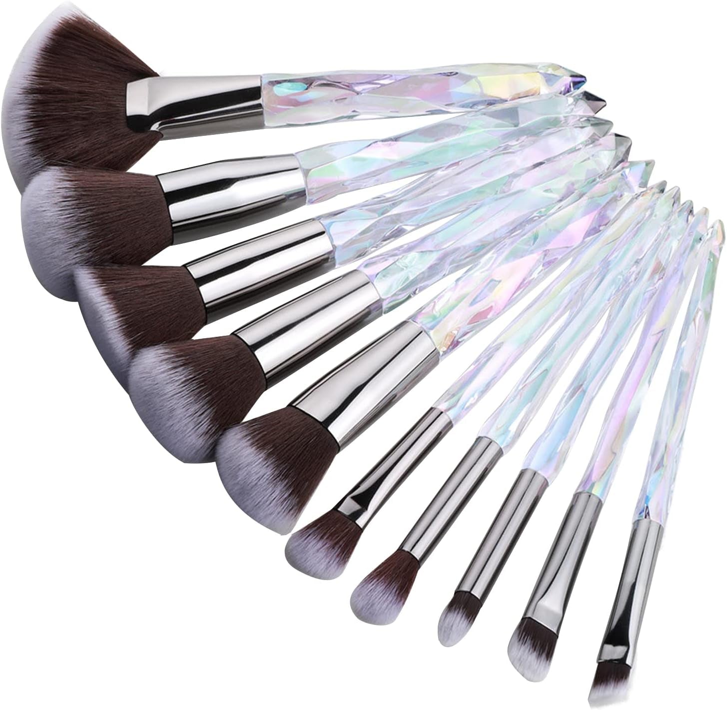 Crystal Makeup Brush Set, 10PCS Sparkling Makeup Brushes Premium Synthetic Bristles Foundation Blush Concealer Eyeshadow Make up Brush for Women Girls