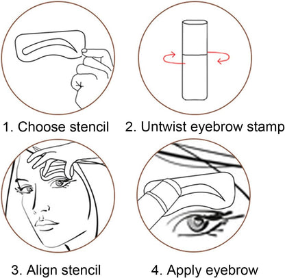 Eyebrow Stamp Shaping Kit, One Step Brow Stamp Long Lasting Eyebrow Stencil Eyebrow Stencils Pen Brushes Covering Hairline Powder Eyebrow Stick with 10 Stencils 2 Brushes Eyebrow Makeup(Medium Brown)