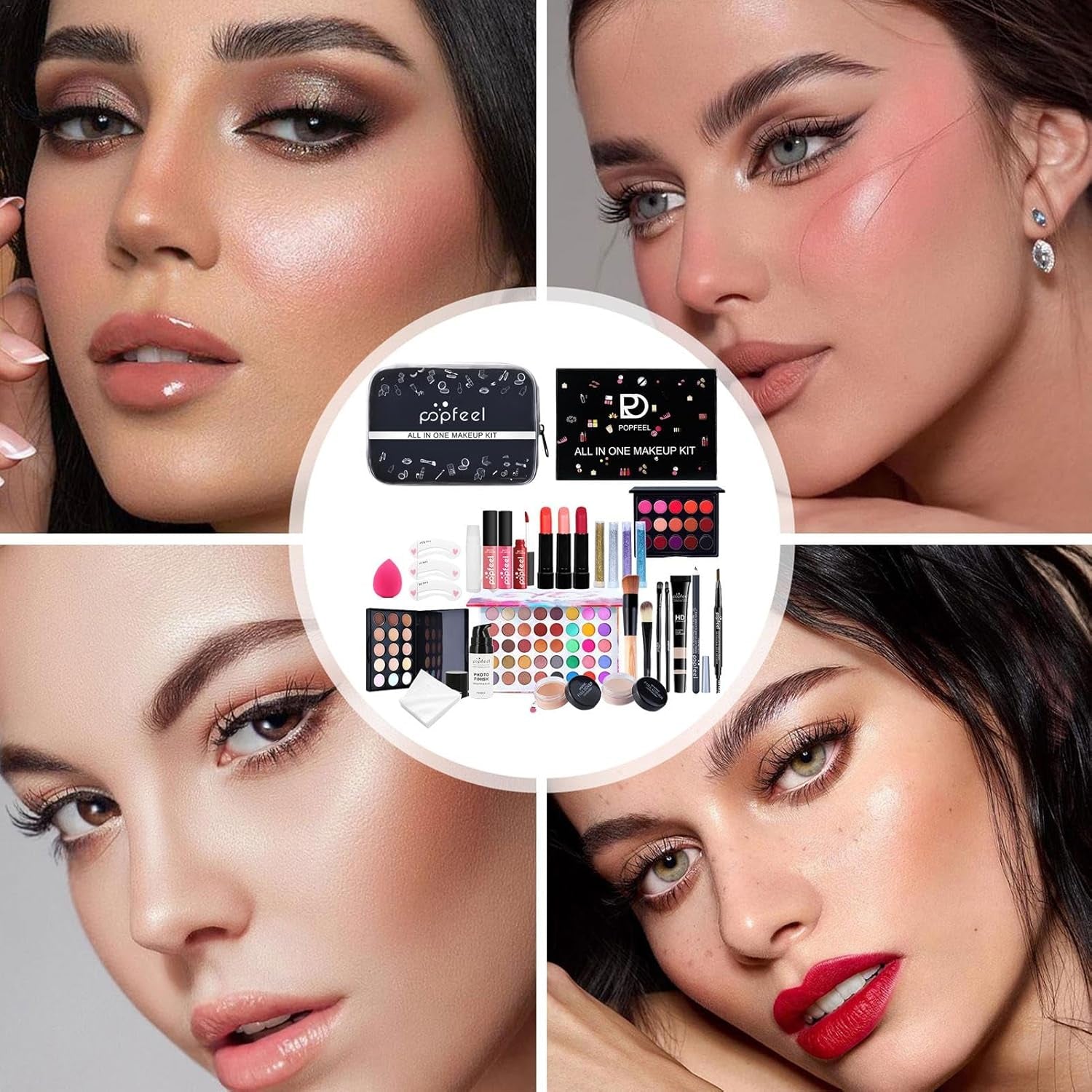 Full Face Makeup Set | 27 /Set Travel Make-Up Palette,Professional Makeup Bundle Makeup Kits, Full Kit Makeup Sets Travel Portable Makeup Kit for Women