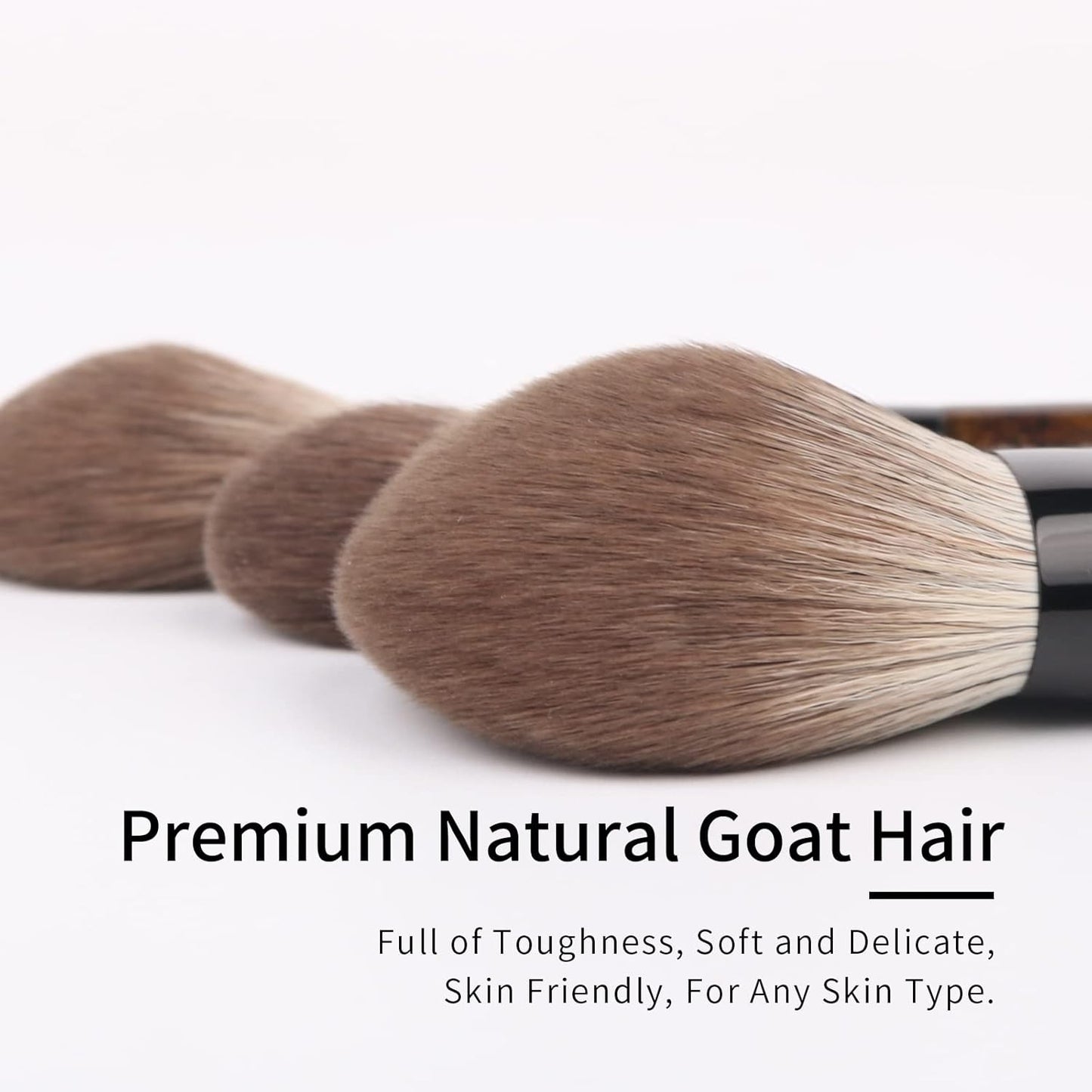 Natural Goat Hair Makeup Brush Set with Case, Natural Bristle Makeup Brushes, Makeup Brushes Set Professional, Walnut Cosmetic Brushes Makeup Set - MONI