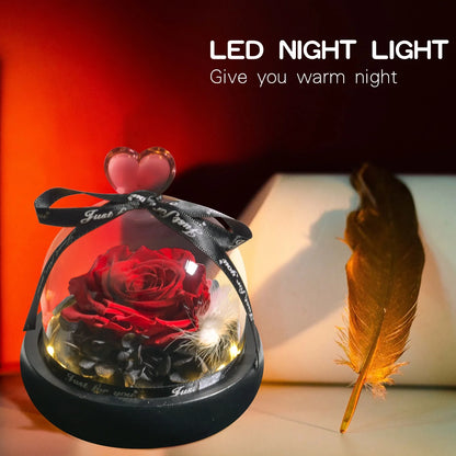 Gift for Women Forever Preserved Real Rose in Glass Dome Gift for Valentine'S Day Mother'S Day Christmas Anniversary Birthday