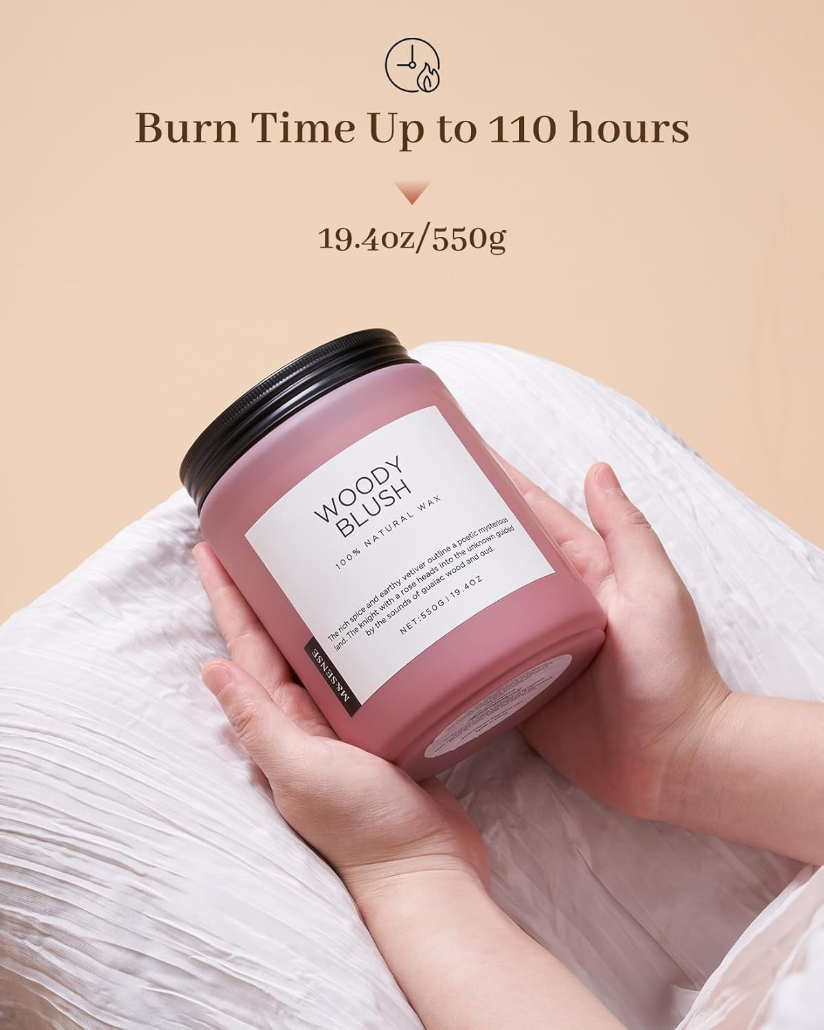 Woody Blush Soy Candles 2 Wick, Rose Vetiver Scented Candles 19.4Oz 110 Hour Long Lasting Burn, Non Toxic Natural Luxury Candle Gifts for Women，Aromatherapy Candle Gift for Mom Girlfriend Wife