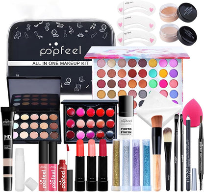 Full Face Makeup Set | 27 /Set Travel Make-Up Palette,Professional Makeup Bundle Makeup Kits, Full Kit Makeup Sets Travel Portable Makeup Kit for Women
