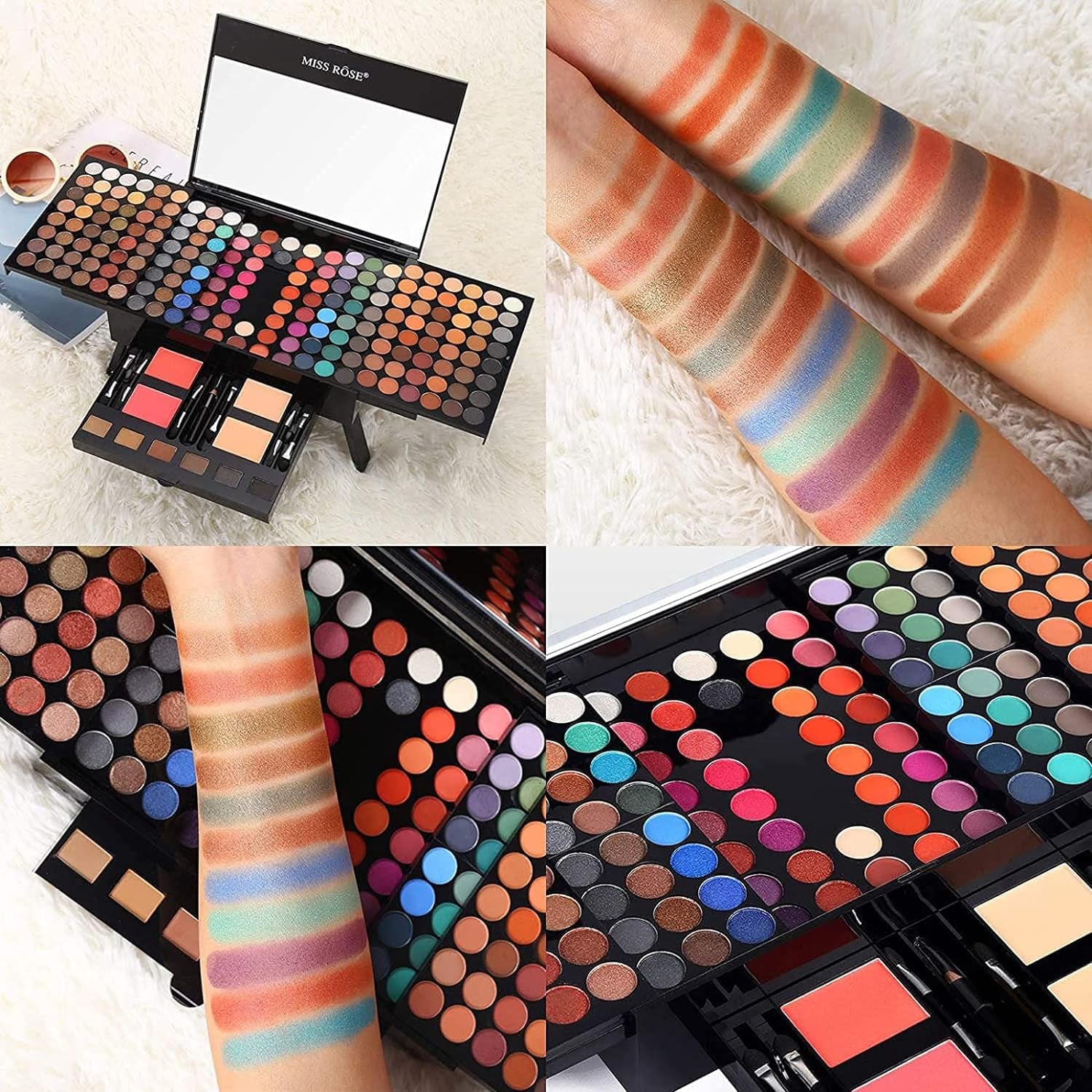 190 Colors Makeup Pallet,Professional Makeup Kit for Women Full Kit,All in One Makeup Sets for Women&Beginner,Include Eyeshadow,Lipstick,Compact Powder,Eyeliner,Glitter Powder,Concealer,Makeup Brush（004-Black）