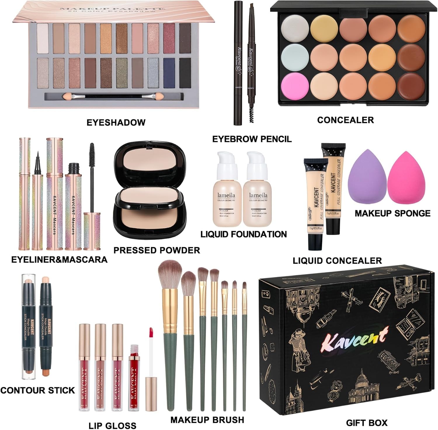 Makeup Kit Makeup Kits for Women Full Kit Makeup Sets for Teens Girls Eyeshadow Palette Foundation Concealer Makeup Powder Makeup Set for Women