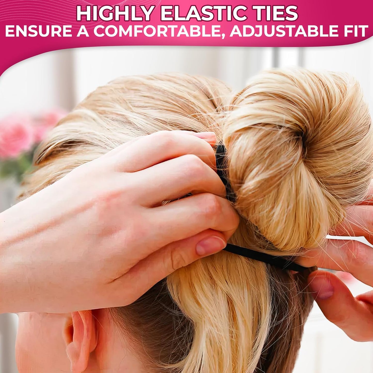 100 Pcs Soft Black Hair Ties Bulk – 1.9" Seamless Cotton Ponytail Holders, Small Black Elastic Hair Ties No Damage, Breathable & Gentle to Wear – Elasticity & Strength, Reliable & Strong Hold