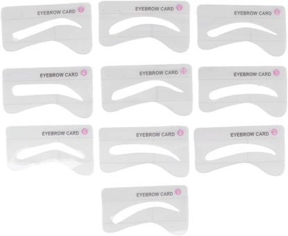 Eyebrow Stamp Shaping Kit, One Step Brow Stamp Long Lasting Eyebrow Stencil Eyebrow Stencils Pen Brushes Covering Hairline Powder Eyebrow Stick with 10 Stencils 2 Brushes Eyebrow Makeup(Medium Brown)