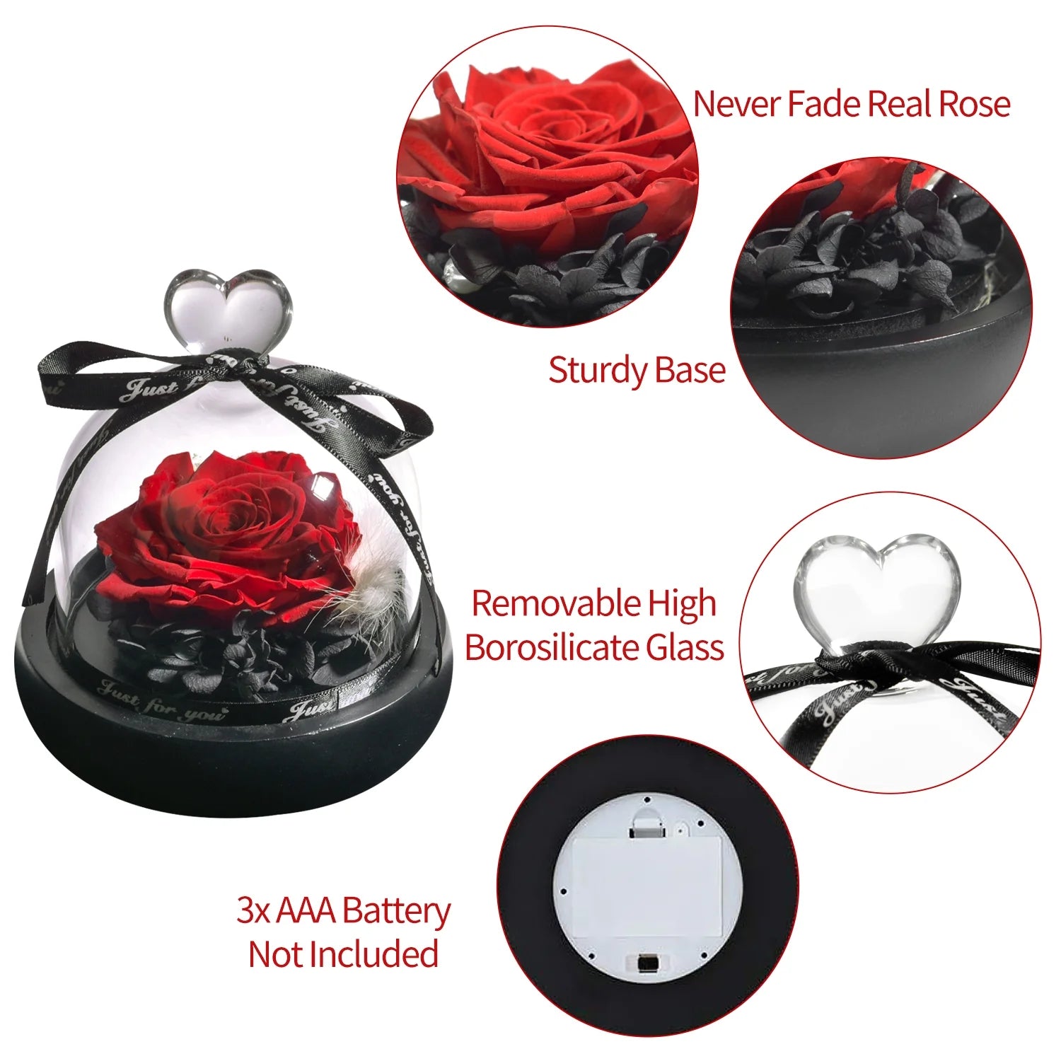 Gift for Women Forever Preserved Real Rose in Glass Dome Gift for Valentine'S Day Mother'S Day Christmas Anniversary Birthday