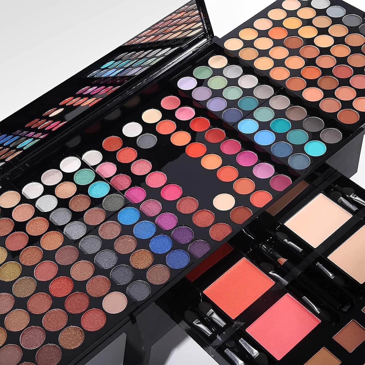 190 Colors Makeup Pallet,Professional Makeup Kit for Women Full Kit,All in One Makeup Sets for Women&Beginner,Include Eyeshadow,Lipstick,Compact Powder,Eyeliner,Glitter Powder,Concealer,Makeup Brush（004-Black）