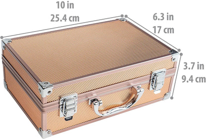 Carry All Makeup Train Case with Pro Makeup Set, Makeup Brushes, Lipsticks, Eye Shadows, Blushes, Powders, and More - Reusable Makeup Storage Organizer - Premium Gift Packaging - Rose Gold